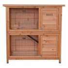 Charles Bentley Two Storey Rabbit Hutch with Tray Natural Wood