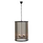 Premier Housewares Hampstead Large Pendant Light in Iron with Gauze - Antique Black/Gold Finish