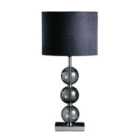 Premier Housewares Mistro Table Lamp with Smoke Orb/Chrome Base & Black Faux Suede Shade