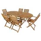 Charles Bentley FSC Acacia 6 Seater Wooden Oval Extendable Garden Dining Set
