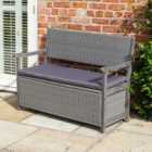 Rowlinson Alderley Rattan Storage Bench - Gunmetal Grey