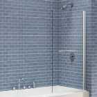 Nexa By MERLYN 6mm Single Square Adjustable Bath Screen with Towel Rail - 1500 x 800mm