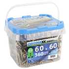 Optimaxx PZ Countersunk Passivated Double Reinforced Wood Screw Maxxtub - 6 x 60mm - Pack of 360