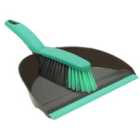 JVL Dustpan and Bristle Brush Set Grey/Turquoise