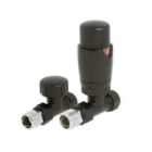 Heating Style Round Straight TRV and LS Radiator Valves - Black
