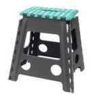 JVL Large Folding Step Stool Grey/Turquoise