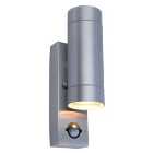 Lutec IP44 Vienna PIR Up & Down Wall Light - Stainless Steel
