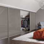 Spacepro Heritage Sliding Loft Door Silver Frame & Cappuccino Glass - 610mm