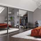 Spacepro Heritage Sliding Loft Door Silver Frame & Mirror - 610mm