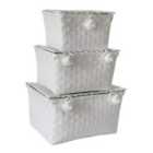JVL Woven Lidded Storage Units White Set of 3