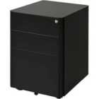Zennor Elio Lockable 3 Draw Curved Filing Cabinet with Wheels - Black