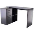Zennor Compact L-Shaped Rotating Computer Desk with Drawers, Shelf & File Cabinet - White/Black