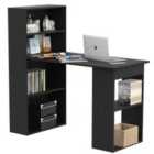 Zennor 120cm Modern Computer Desk with Bookshelf & Shelves - Black
