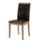 Heartlands Furniture Set Of 2 Healey Solid Rubberwood Chairs With Faux Leather Seats- Brown