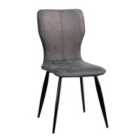 Heartlands Furniture Set Of 2 Manhattan Faux Leather Chairs - Grey/Black