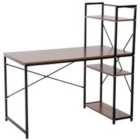 Zennor Zimr Metal Frame Workstation with 4-tier Bookshelf - Walnut/Black