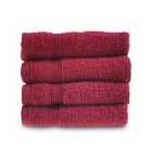 Allure Zero Twist 4 Pack Face Cloths - Cranberry