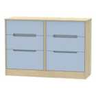 Ready Assembled Barquero 6-Drawer Midi Chest - Pine/Denim