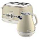 Ariete ARPK19 Vintage 4-Slice Toaster and 1.7L Fast Boil Jug Kettle - Cream