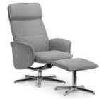 Julian Bowen Aria Recliner & Stool with Chrome Base - Grey