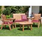 Charles Taylor Four Seater Multi Set with Burgundy Cushions