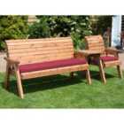 Charles Taylor Four Seater Companion Set Straight with Burgundy Cushions