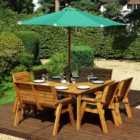 Charles Taylor 8 Seater Chair and Bench Square Table Set with Green Cushions, Storage Bag, Parasol and Base