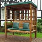 Charles Taylor Bramham Three Seat Arbour with Green Roof Cover and Cushions
