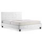 Quartz PU Faux Leather King Size Bed White