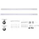 HOMCOM 6' Modern Carbon Steel Sliding Door Track Kit - White