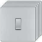 BG 2 Way 20A 16Ax Screwless Flatplate Single Switch - Polished Chrome - Pack of 5