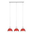 Premier Housewares Jasper Pendant Light 3 Shades - Red Shade/Chrome