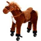 Jouet Kids Plush Ride On Walking Horse with 50cm Seat Height & Sound - Brown