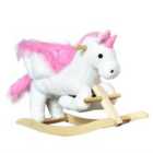 Jouet Kids Plush Ride On Unicorn Rocking Horse - Pink/White