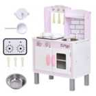 Jouet Kids Pretend Kitchen Play Set with Sounds, Utensils, Pans & Storage - Pink/White
