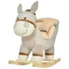 Jouet Kids Plush Rocking Donkey with Sound, Handlebars & Seat Belt - Grey
