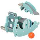 Jouet Kids 3-in-1 Baby Rocking Horse, Portable Slide & Basketball Hoop - Green