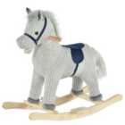 Jouet Kids Ribbed Plush Rocking Horse with Sound - Grey