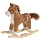 Jouet Kids Classic Plush Rocking Horse with Moving Mouth, Tail & Sounds - Brown