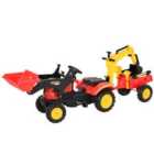 HOMCOM Kids Pedal Powered Tractor Ride-On - Red/Yellow