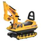 HOMCOM Kids Ride On Excavator Toy with Movable Digger & Walker Handle - Yellow/Black