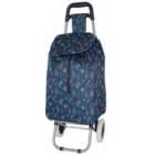 Go Shopping Lightweight Wheeled Secret Garden Shopping Trolley - Navy