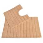 Allure Linear Rib 2 Piece Bathroom Set - Blush