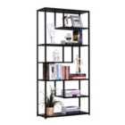 HOMCOM Industrial Style Bookcase Shelving Display Unit 6 Tier Rustic Brown and Black