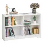 HOMCOM Simple Modern 4 Compartment Low Bookcase 2 Tier White
