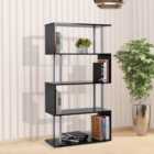 HOMCOM Wood Effect S Shape Storage Unit Bookcase Bookshelf Room Divider Black