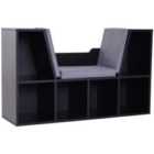 HOMCOM Bookcase Storage Unit Reading Seat Six Cubes Black