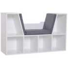 HOMCOM Bookcase Storage Reading Seat Unit Six Cubes White