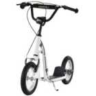HOMCOM Dual Brakes 12'' Metal Frame Kick Scooter - White