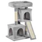 PawHut Two Hut Cat Activity Centre - Light Grey